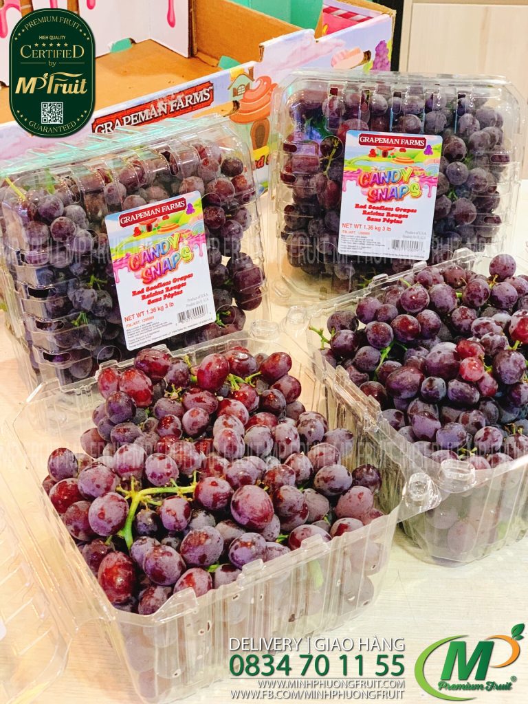 Nho Đỏ Kẹo Candy Snaps Mỹ hộp 1,4kg Family Fruits