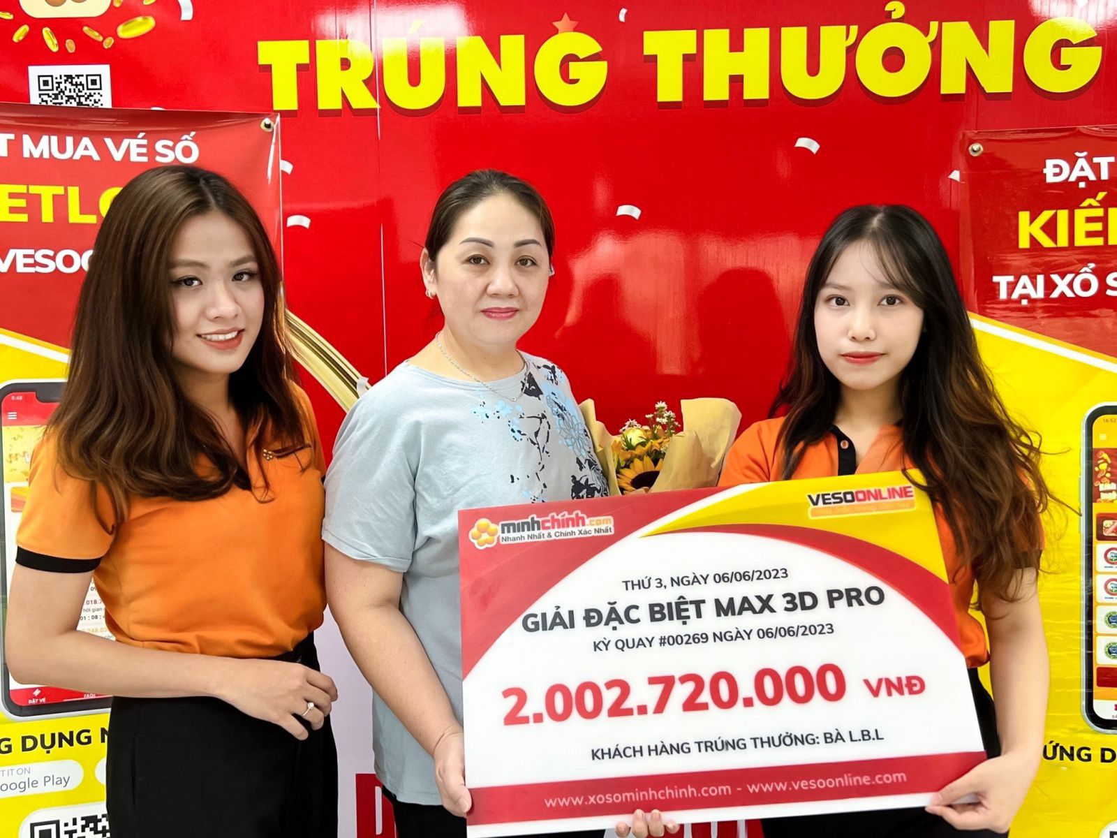 Lễ trao thưởng vé trúng Max 3D Pro trị giá 2.002.720.000 đồng ngày 09/06/2023 tại VESOONLINE - Xổ Số Minh Chính